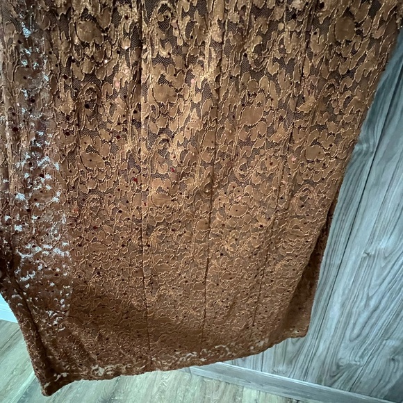 Copper Lace Evening/Cocktail Dress By CANDALITE SZ M NWT - Picture 4 of 14